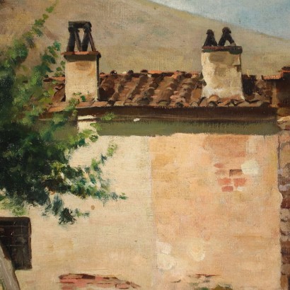 Landscape with Washerwomen Oil on Canvas - Italy XIX-XX Century