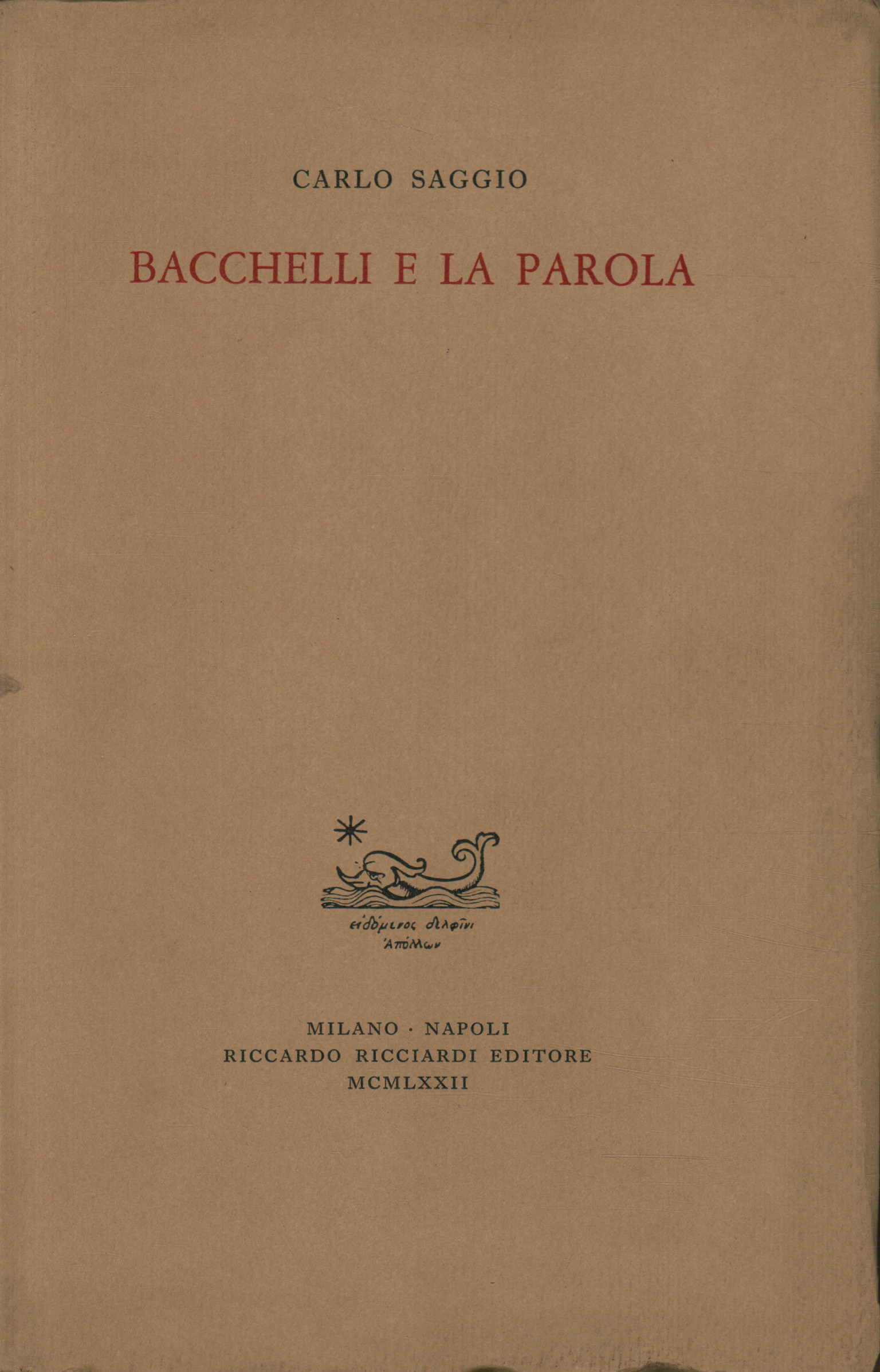 Bacchelli e la parola