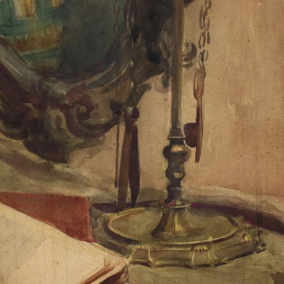 Still Life Watercolor on Cardboard Italy 1892