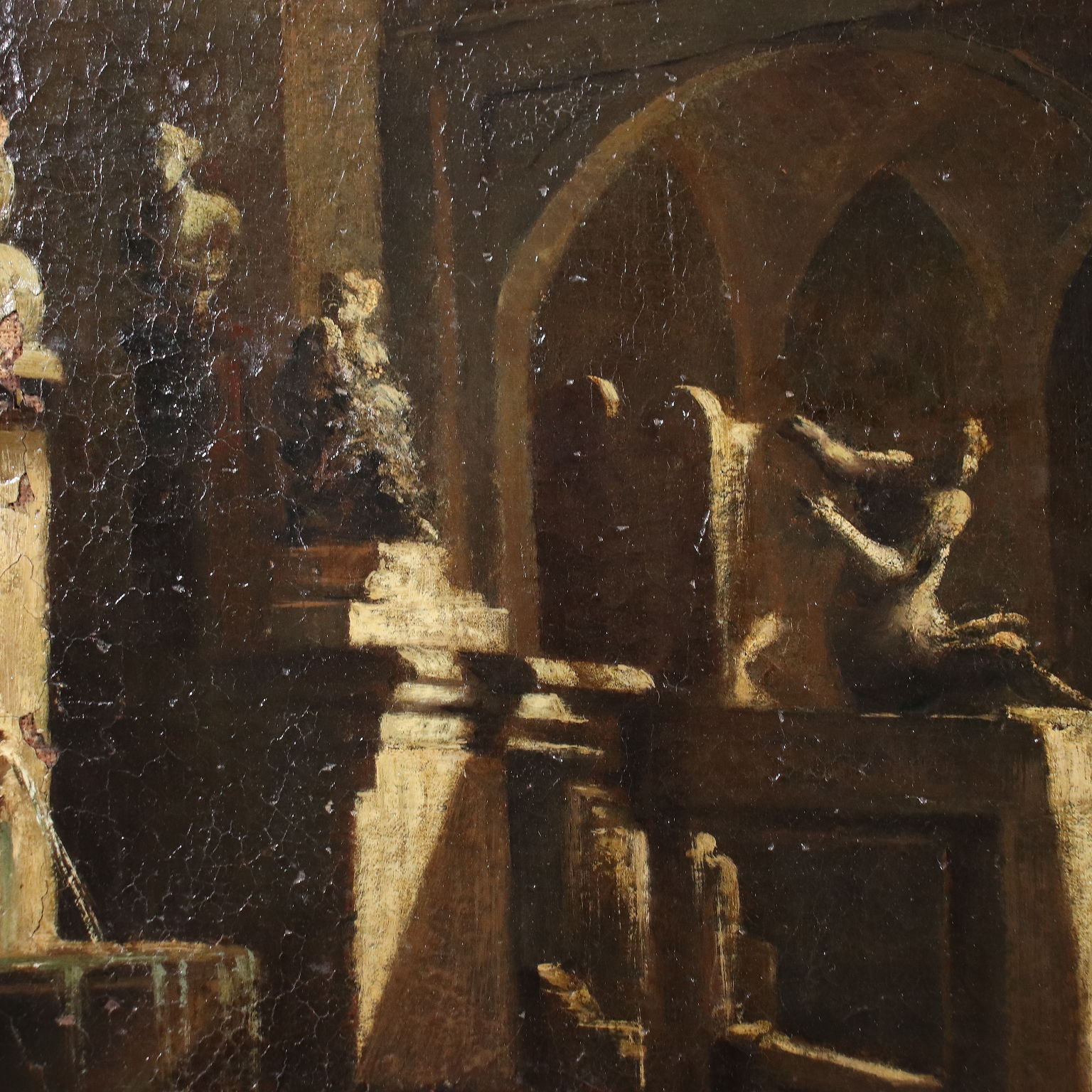 Dipinto Antico Capriccio Architettonico Italia 700 Quadro Olio su tela