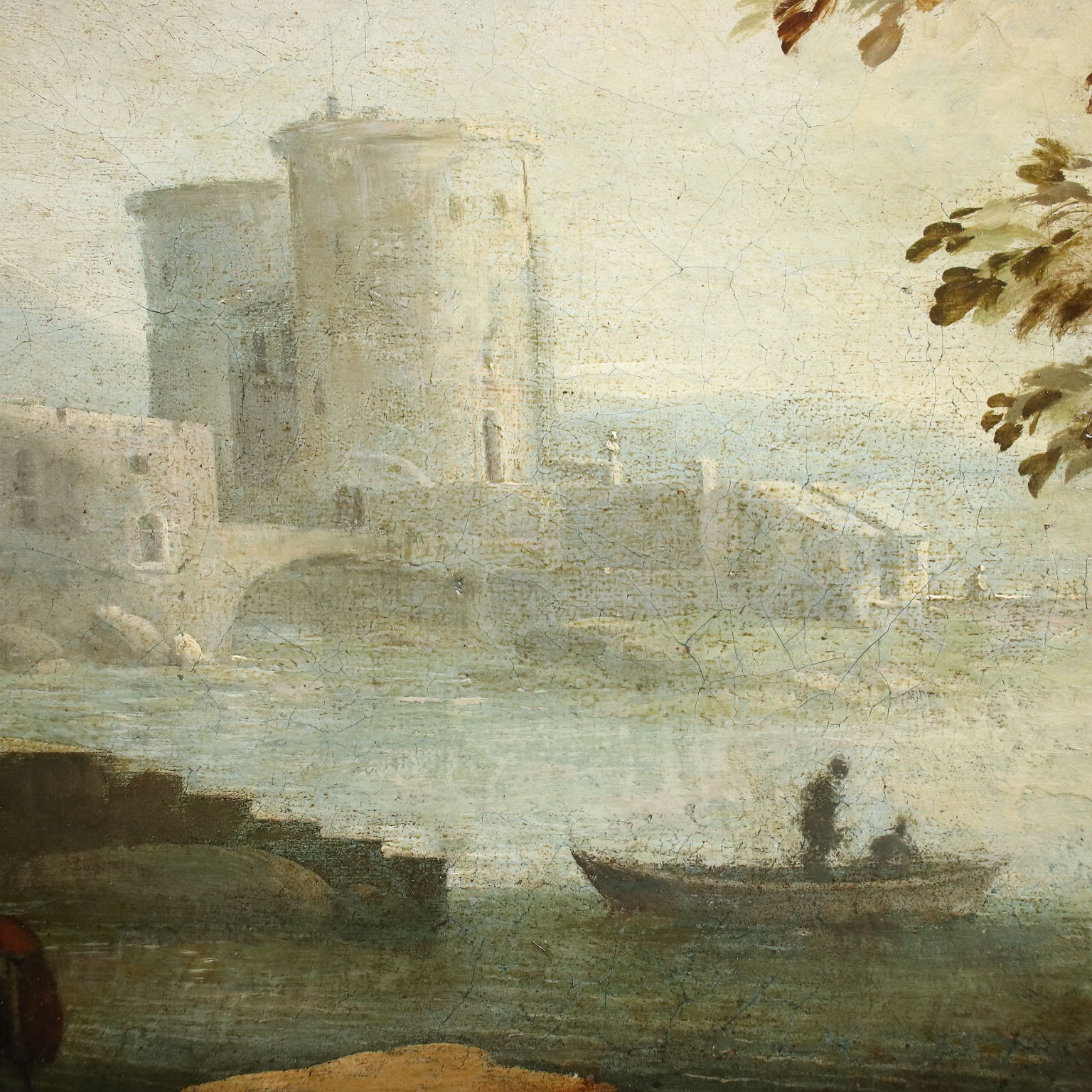 Dipinto Antico Capriccio Architettonico Italia 700 Quadro Olio su tela