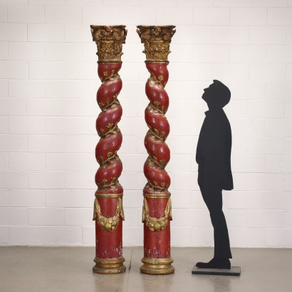 antigüedades, columna, antigüedades de columna, columna antigua, columna italiana antigua, columna antigua, columna neoclásica, columna del siglo XIX, par de columnas torcidas