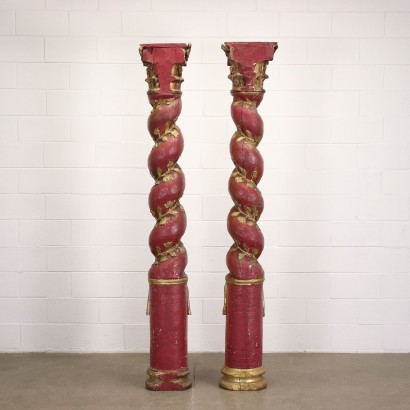 Pair of Twisted Columns Chestnut Spain XVIII Century