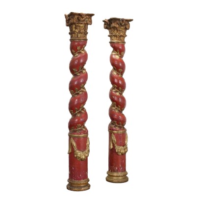 Pair of Twisted Columns Chestnut Spain XVIII Century