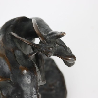 Goat Ernesto Bazzaro Bronze Italy XX Century