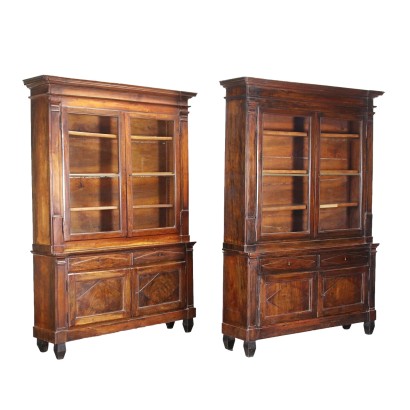 Pair of Showcases Walnut Italy XIX Century