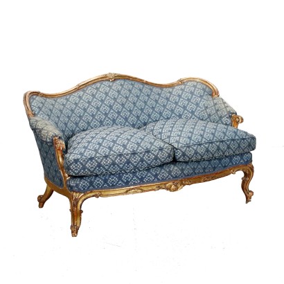 Canapé Néo-Rococo Bois France XIX Siècle Assise Rembourrée