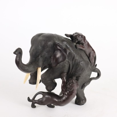 Group of Elephants Bronze Japan XIX-XX Century