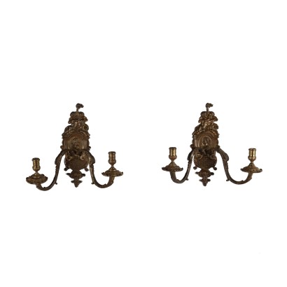 Paire d\'Appliques Éclectiques Bronze Italie XX Siècle