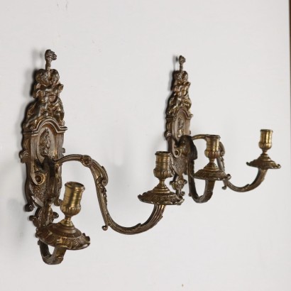 Pair of Eclectic Style Appliques Bronze Italy XX Century