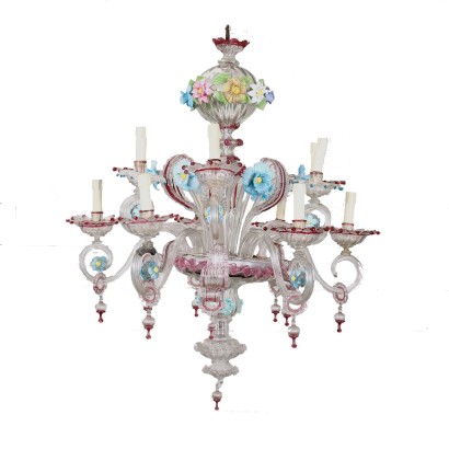 Murano Chandelier Glass Italy XX Century