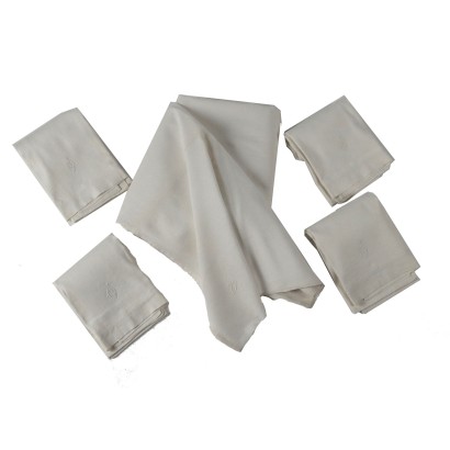 Drap Double avec 4 Taies d\'Oreiller Lin Italie XX Siècle