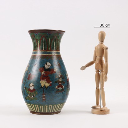 antiquariato, vaso, antiquariato vaso, vaso antico, vaso antico italiano, vaso di antiquariato, vaso neoclassico, vaso del 800,Vaso Cloisonnè di Tipo Shippo