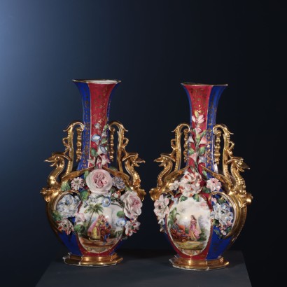 antiquariato, vaso, antiquariato vasi, vaso antico, vaso antico italiano, vaso di antiquariato, vaso neoclassico, vaso del 800,Coppia di Vasi Attribuiti a Jacob Peti