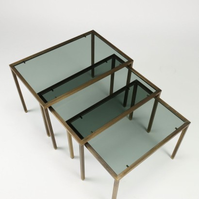 Group of 3 Coffee Tables Glass Italy 1970s