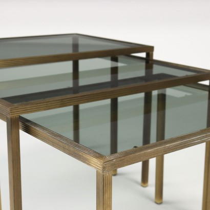 Group of 3 Coffee Tables Glass Italy 1970s