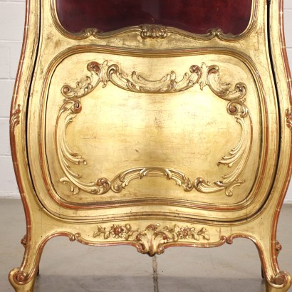 Rococò Style Showcase Gilded Wood Glass Italy 19th Century