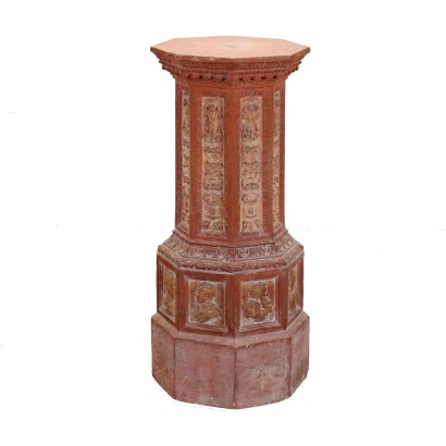 Neo-Renaissance Column Terracotta Italy XIX Century