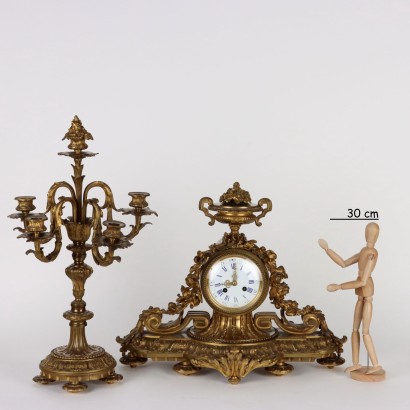 antigüedades, reloj, reloj antigüedades, reloj antiguo, reloj italiano antiguo, reloj antiguo, reloj neoclásico, reloj del siglo XIX, reloj de péndulo, reloj de pared, Reloj tríptico en bronce dorado