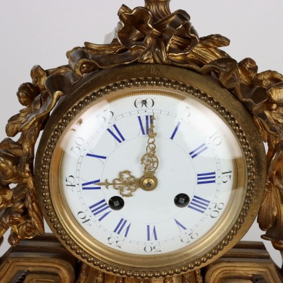 antiquariato, orologio, antiquariato orologio, orologio antico, orologio antico italiano, orologio di antiquariato, orologio neoclassico, orologio del 800, orologio a pendolo, orologio da parete,Trittico Orologio in Bronzo Dorato