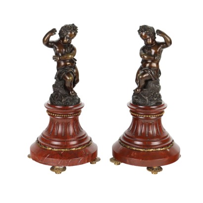 Pair of Bronze Cherubs Italy XX Century