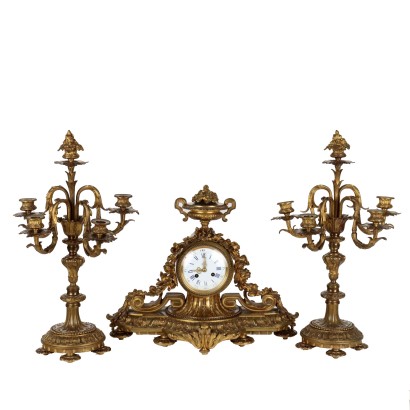 Triptyque d'Horloge Bronze France XIX Siècle