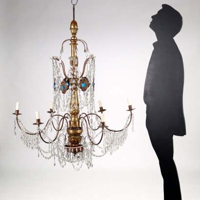 Neoclassical Chandelier Wrought Iron Italy XIX Century