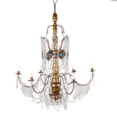 Neoclassical Chandelier Wrought Iron Italy XIX Century