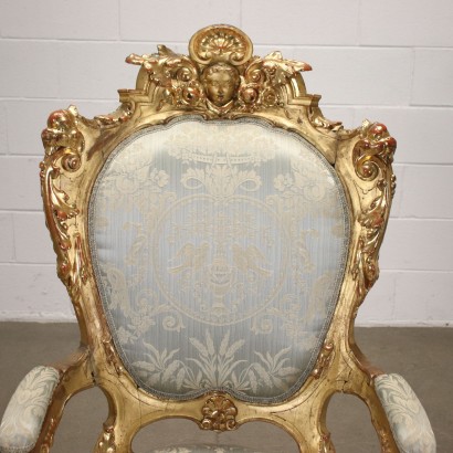 Fauteuil Néo-Baroque Bois Italie XIX Siècle