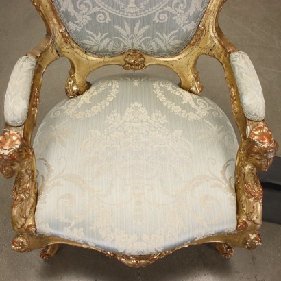 Fauteuil Néo-Baroque Bois Italie XIX Siècle