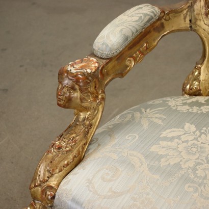 Fauteuil Néo-Baroque Bois Italie XIX Siècle