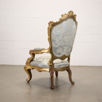 Fauteuil Néo-Baroque Bois Italie XIX Siècle