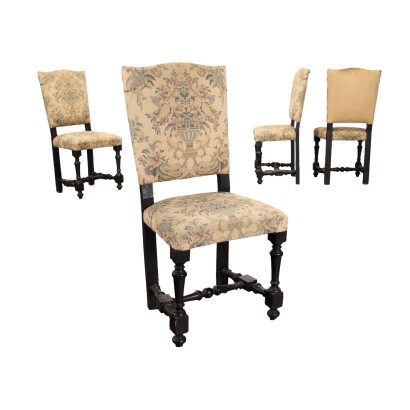 Group of 4 Baroque Chairs Walnut Italy XVII-XVIII Century