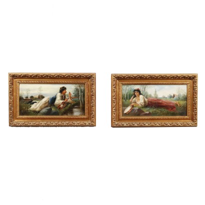 Pair of Paintings Oil on Canvas Eastern Europe XIX-XX Century