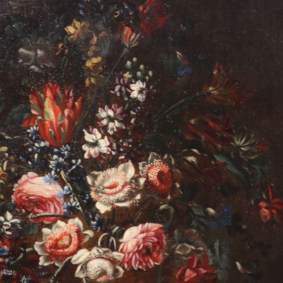 Stilleben mit Blumen Öl auf Leinwand Italien XVII - XVIII Jhd