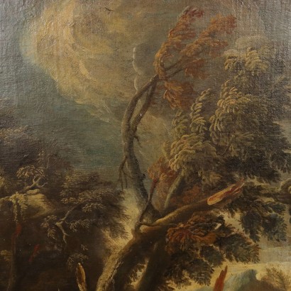 Oil on Canvas Landscape with Fishermen Italy XVIII Century