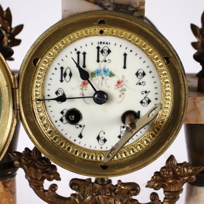 antigüedades, reloj, reloj antigüedades, reloj antiguo, reloj italiano antiguo, reloj antiguo, reloj neoclásico, reloj del siglo XIX, reloj de péndulo, reloj de pared, Tríptico Reloj Mármol y Bronce