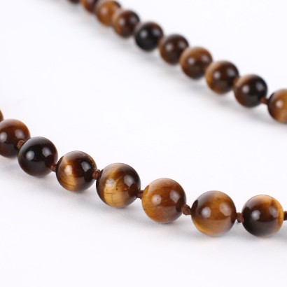 Vintage Necklace Tiger Eye Stone 1970s