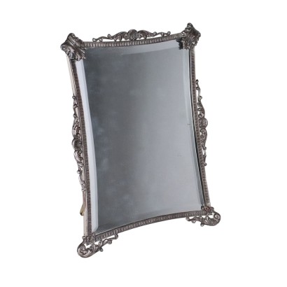 Miroir de table avec cadre argenté