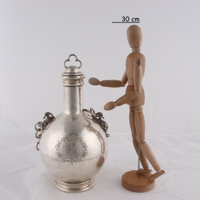 antigüedades, objetos, objetos antiguos, objetos antiguos, objetos antiguos italianos, objetos antiguos, objetos neoclásicos, objetos del siglo XIX, Silver Flask De Vecchi Gabriele M