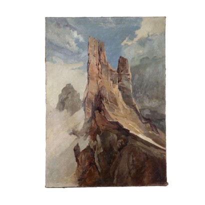 Mountain Glimpse Oil on Canvas Italy XX Century