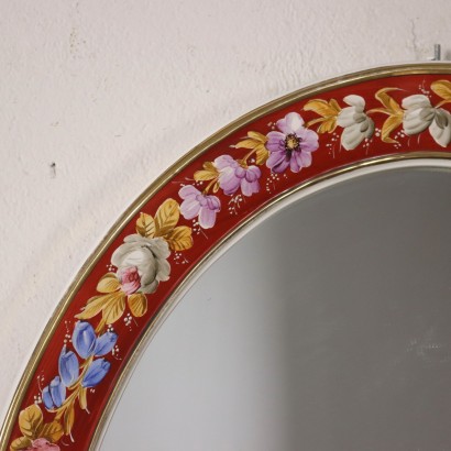 ANCOSP0122630_905077 antiquariato, specchiera, antiquariato specchiera, specchiera antica, specchiera antica italiana, specchiera di antiquariato, specchiera neoclassica, specchiera del 800 - antiquariato, cornice, antiquariato cornice, cornice antica, cornice antica italiana, cornice di antiquariato, cornice neoclassico, cornice del 800,Specchio Ovale in Ceramica Dipinta Capod