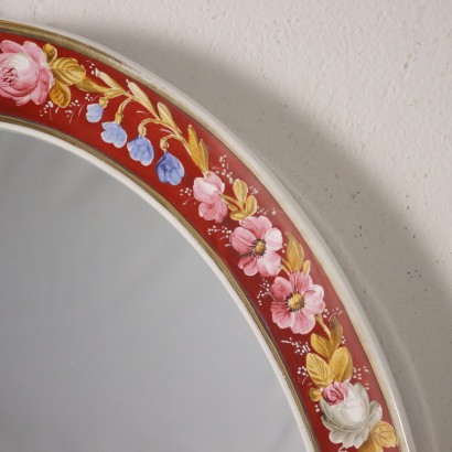 ANCOSP0122630_905078 antiquariato, specchiera, antiquariato specchiera, specchiera antica, specchiera antica italiana, specchiera di antiquariato, specchiera neoclassica, specchiera del 800 - antiquariato, cornice, antiquariato cornice, cornice antica, cornice antica italiana, cornice di antiquariato, cornice neoclassico, cornice del 800,Specchio Ovale in Ceramica Dipinta Capod