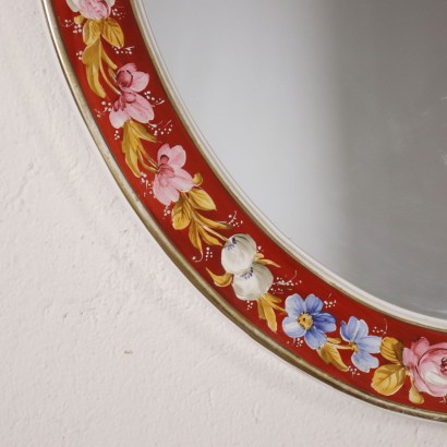 ANCOSP0122630_905079 antiquariato, specchiera, antiquariato specchiera, specchiera antica, specchiera antica italiana, specchiera di antiquariato, specchiera neoclassica, specchiera del 800 - antiquariato, cornice, antiquariato cornice, cornice antica, cornice antica italiana, cornice di antiquariato, cornice neoclassico, cornice del 800,Specchio Ovale in Ceramica Dipinta Capod