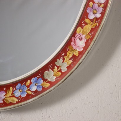 ANCOSP0122630_905080 antiquariato, specchiera, antiquariato specchiera, specchiera antica, specchiera antica italiana, specchiera di antiquariato, specchiera neoclassica, specchiera del 800 - antiquariato, cornice, antiquariato cornice, cornice antica, cornice antica italiana, cornice di antiquariato, cornice neoclassico, cornice del 800,Specchio Ovale in Ceramica Dipinta Capod