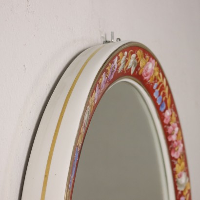 Specchio Ovale in Ceramica Dipinta Capodimonte