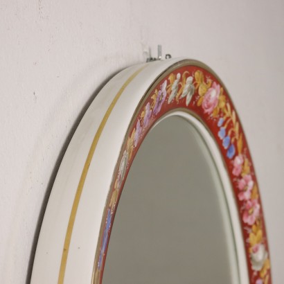 ANCOSP0122630_905081 antiquariato, specchiera, antiquariato specchiera, specchiera antica, specchiera antica italiana, specchiera di antiquariato, specchiera neoclassica, specchiera del 800 - antiquariato, cornice, antiquariato cornice, cornice antica, cornice antica italiana, cornice di antiquariato, cornice neoclassico, cornice del 800,Specchio Ovale in Ceramica Dipinta Capod