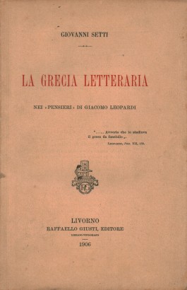 La Grecia letteraria nei Pensieri di Giacomo Leopardi