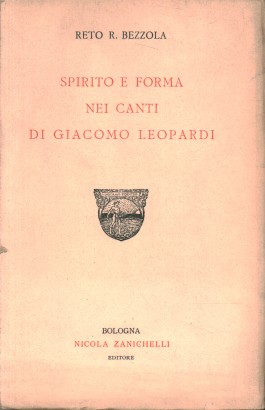 Spirito e forma nei Canti di Giacomo Leopardi