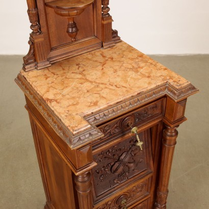 Neo-Renaissance Bedside Table Walnut Italy XX Century